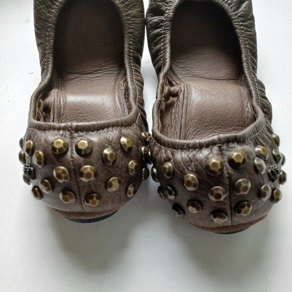 Juicy Couture Leather Studded Scrunch Ballet Flats Foldable Size 9 - Picture 11 of 16